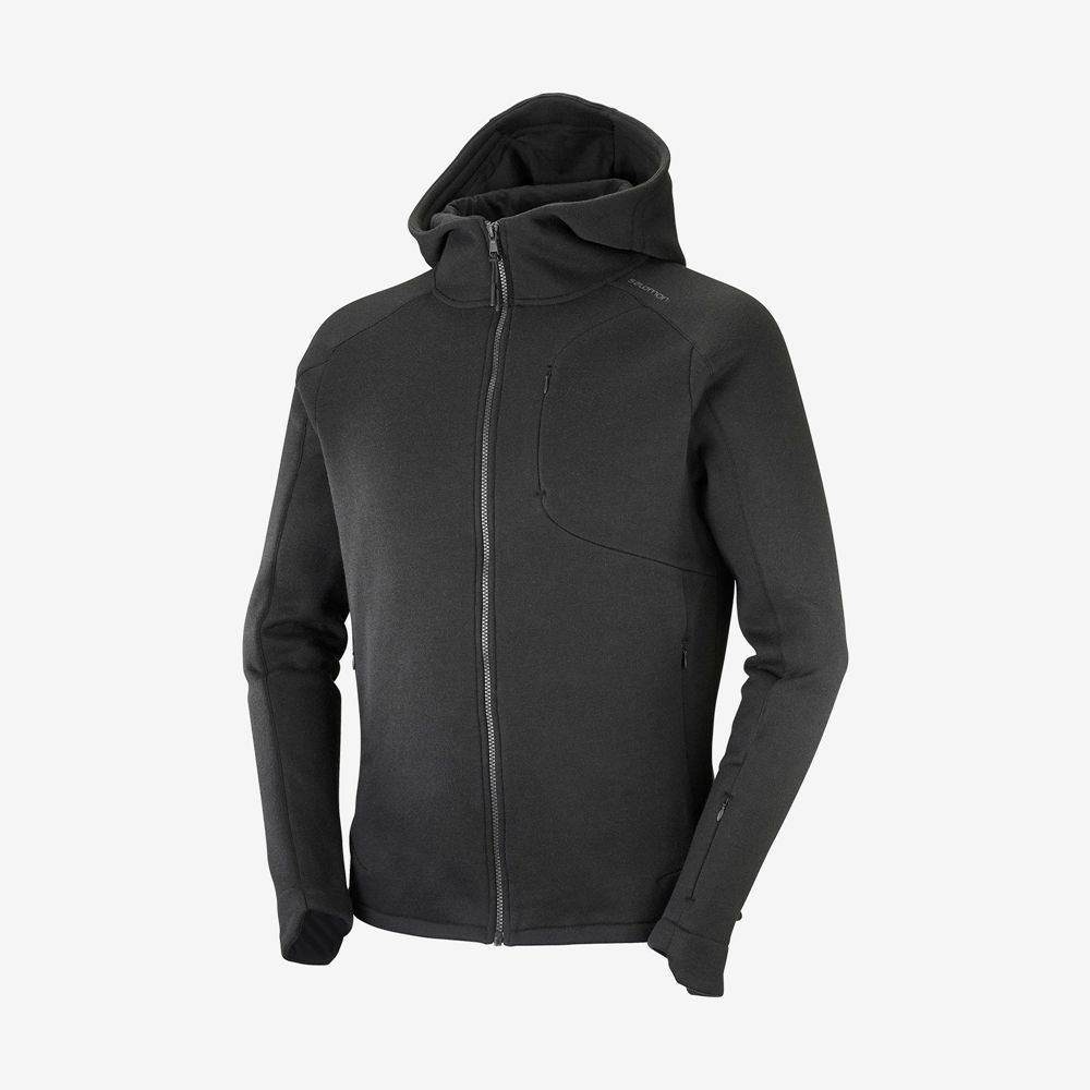 Capa Intermedia Salomon Hombre Negras - Salomon Argentina OUTLIFE TECH LS FZ MID HOODIE M,980245-HWM